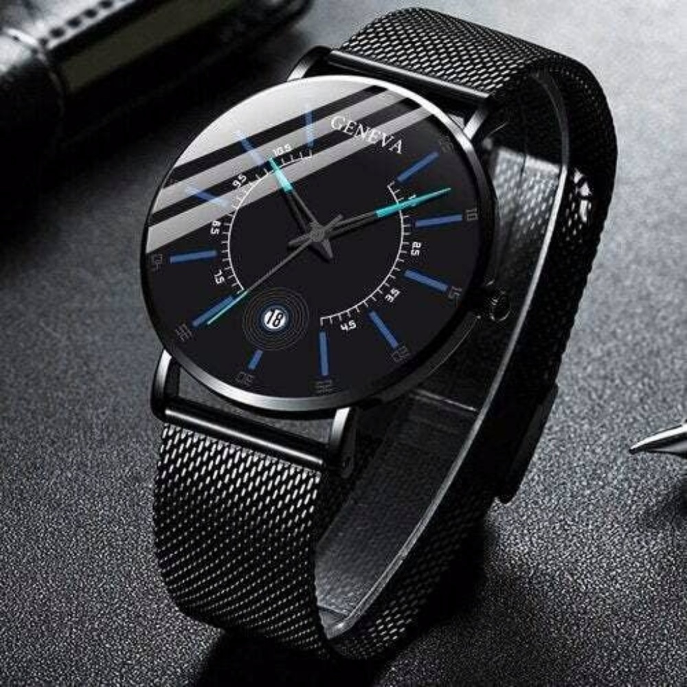 Stainless Steel Geneva Luxury Calendar Watch NWT - Picture 5 of 6